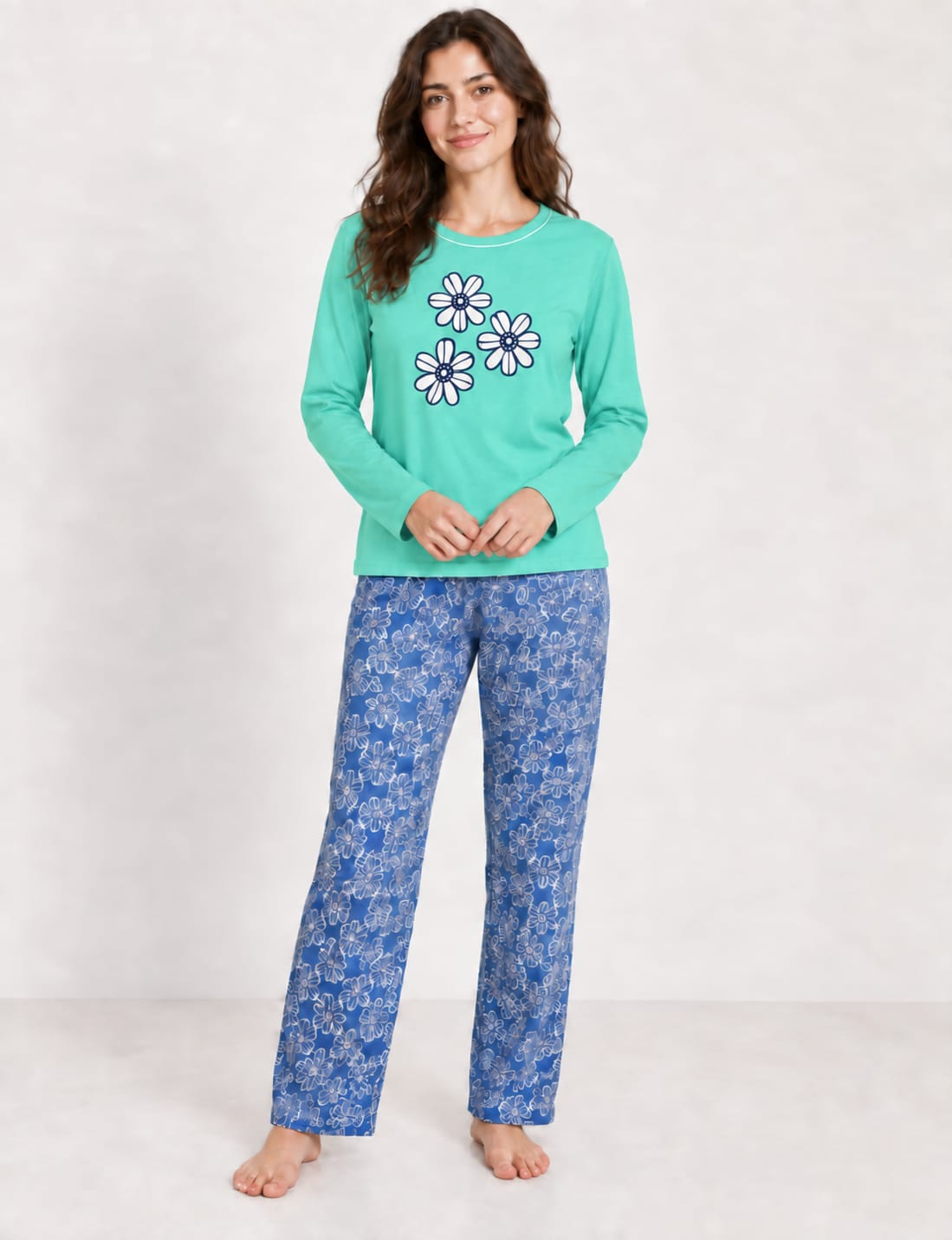 Дамска пижама трико с дълъг ръкав